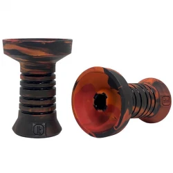 Clay Hookah Bowl Lavart - Caldera Inferno Phunnel (Red & Orange)